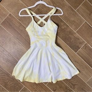 FREE PEOPLE GOOD KARMA DRESS STRAPPY BACK TIE DYE WHITE YELLOW S